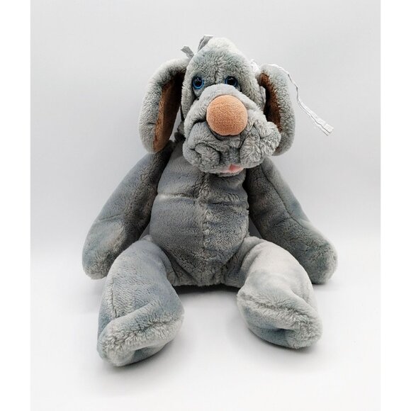 Vintage Wrinkles Original Pet 1981 Hand Puppet Plush Brown Eyes Dog 18" Bows - Picture 1 of 5